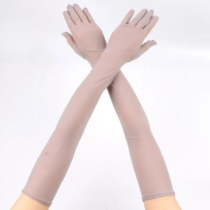 55CM Sexy Lace Thin Hollow Transparent Long Gloves Breathable Net Yarn Women Man Stage Performance Party Cosplay Elasticity