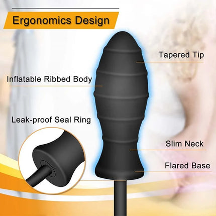 Inflatable Anal Plug with Metal Ball for Men&Women Extra Large Prostate Massager &G-Spot Stimulator Premium Comfort Anal Dilator