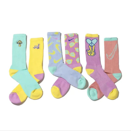 NIKE Women's Macaron Pastel-Colored Knee-High Socks / Men's Dopamine 3-Pack Casual and Athletic Socks DC7537-903