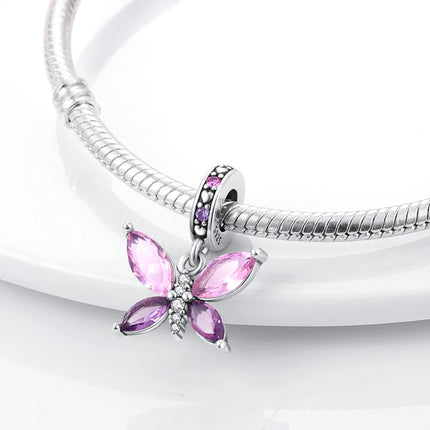 Charm 925 Sterling Silver Pink Pendant Charm Fit Original Charm Bracelet Necklace Beads DIY Jewerlry Accessories