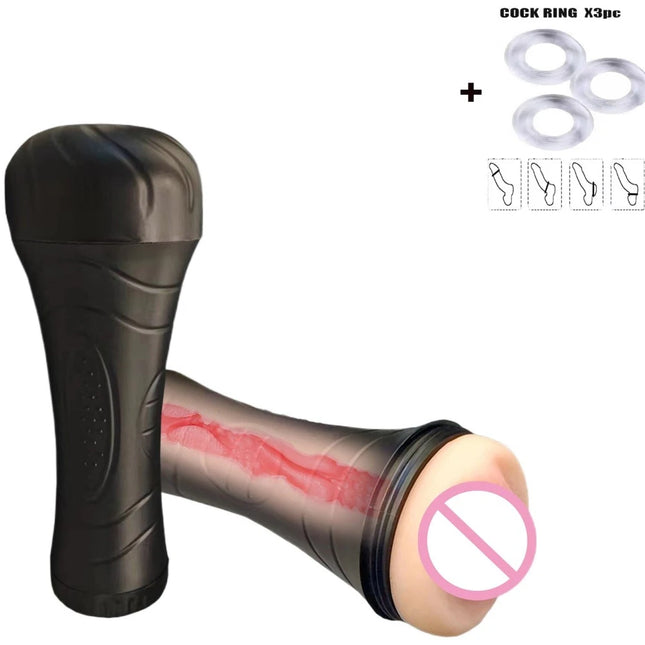 Male Masturbator Sucking Rotation Endurance Exercise Flesh-Like Light Vibrating 2-in-1 Masturbator for Men Sex Toys for Men