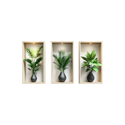 Green Plants Wall Sticker Potted Mural Simulation Painting for Living Room Home Decor Background Wall Art Removable Decals