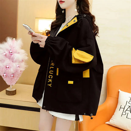 2026 Fashion Work Jacket Harajuku Streetwear Kpop Hoodie Women Punk Tops Vintage Ulzzang Autumn Boyfriend Patchwork Jacket Femme