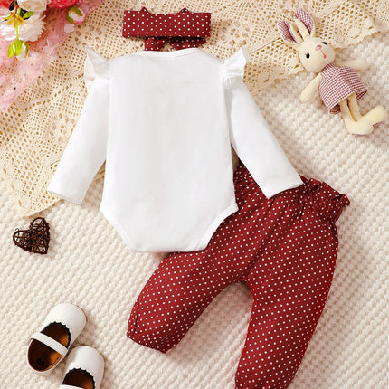 3PCS Newborn Baby Girl Clothes Set Cute Little Rabbit Long Sleeve Bodysuit+Pant+Headband Fashion Costume for Toddler Girl 1-18M