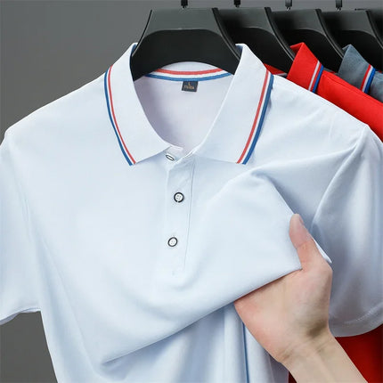 2025 New Men's Casual Solid Color Short-Sleeved Polo Shirt Summer Fashionable and Comfortable Versatile Top