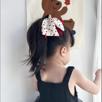 Sweet Hair Grab Girl Princess Red Bow Hairpin Polka Dot Children's Hair Clip Student Hair Claw For Kids