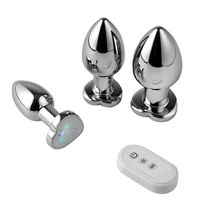 1PCS Heart-shaped Metal Vibrating Anal Plug Luminous Vibrating Anal Plug Remote Application Control Adult Couples Sex Toy