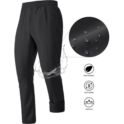 TACVASEN Men's Fleece Lined Track Pants Fall Winter Thermal Warm Jogger Pants Waterproof Workout Casual Drawstring Sweatpants