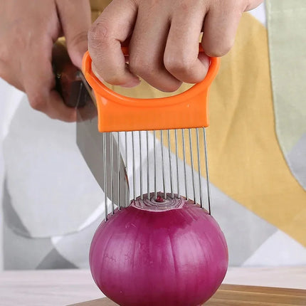 1/2/3/4pcs Effortlessly Slice Onions with this 1pc Colorful Onion Slicer Kitchen stainless steel potato chip onion holder