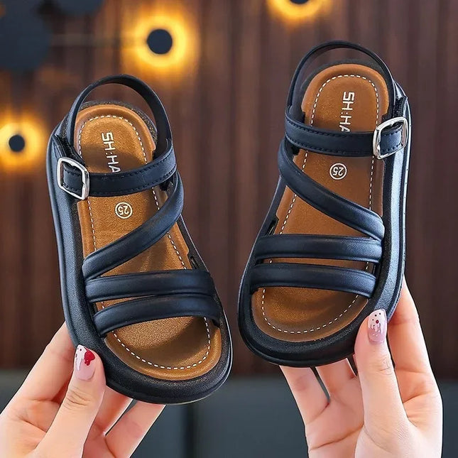 Elegant Summer New Style Korean Version Princess Children's Sandals Elegant Open Toe Stylish Versatile Cute Student Sandals