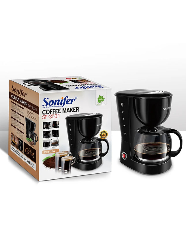 1.25L Electric Drip Coffee Maker 800W Household Coffee Machine 6-Cup Tea Coffee Pot Milk Coffee Maker for Gift 220V Sonifer
