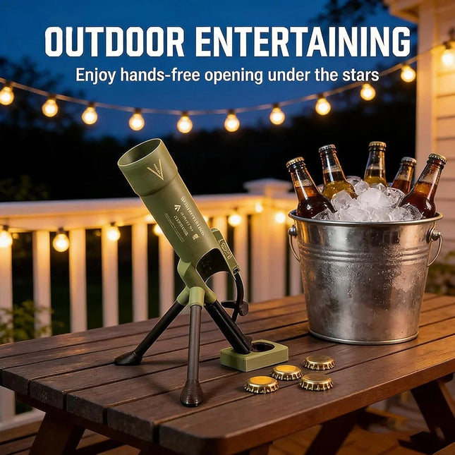 Portable Camping Mortar Beer Bottle Opener Tactical Cap Launcher Hands Free For Backyard BBQ Picnic Hiking Outdoor Use