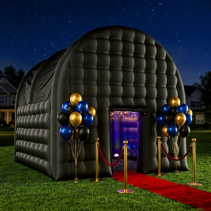 VANCEN 15FT Large Party Dec Blow Up Inflatable Night Club Party House Black Inflatable Cube Tent Large Nightclub Portable Disco Pavilion for Event