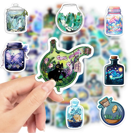 Bottle Microscopic Scenery Stickers Fantasy DIY Kids Toy Gift Decal for Phones Luggage Decorative Designs  Laptops Waterproof