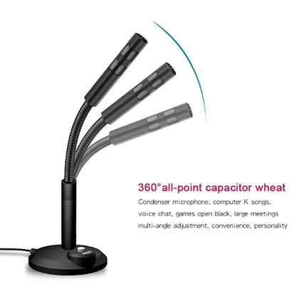 3.5mm Studio Microphone Speech Mic Stand Holder USB Desktop Wire Gaming Mic Mini For PC Notebook Podcast Recording Studio