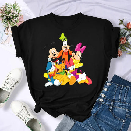 Family Vacation T Shirt Kawaii Mickey Minnie Donald Duck Daisy Print Fashion Clothes Casual Women T-shirt Camiseta Mujer