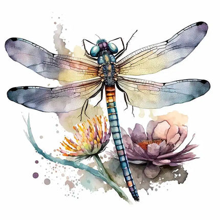 M739 Beautiful flowers and Dragonfly Insect Wall Sticker Kids Room Bedroom Home Decoration Wallpaper Self Adhesive Decals