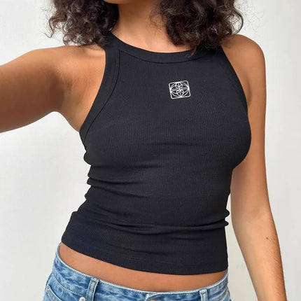 Women's letter Graphic Tank Top Punk Y2K Top women Clothes aesthetic Black Sleeveless Harajuku 90s Vintage Clothes Emo Grunge