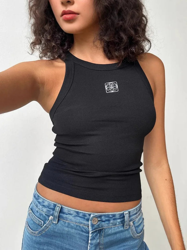 Women's letter Graphic Tank Top Punk Y2K Top women Clothes aesthetic Black Sleeveless Harajuku 90s Vintage Clothes Emo Grunge