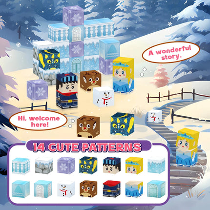 Children's Iron Box Magnetic Block Set, Ice and Snow Castle Stacking Magnet Toys, Free Building Toys, Children's Puzzle Toys