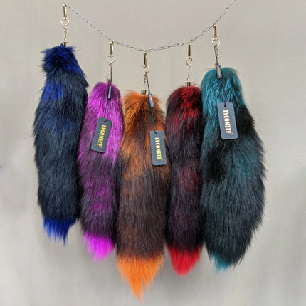 natural fox fur tail keychain furry 2024 chic y2k  beautiful accessory length 40 cm Car Keychains For Women
