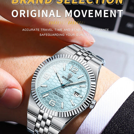 BINBOND Top Brand Quartz Watch For Men Luxury Stainless Steel Waterproof Luminous Watch Fashion Date Display Business Men Watch