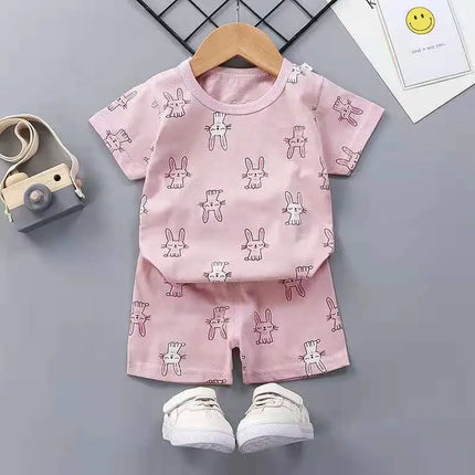 Boutique Clothing New Children's Short-sleeved Shorts Suit Summer Baby Boys Girls T-shirt Two-piece Set 0-1-2-3-4 Years Old