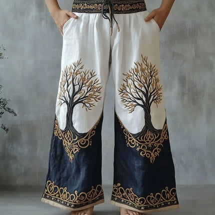Men's Retro Viking Celtic Knot and Snake 3D Printed Casual Drawstring Straight-Leg Summer Beach Pants
