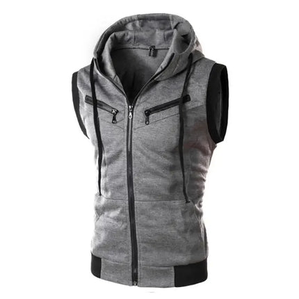Fashionable New Men's Vest Hooded Sleeveless Solid Color Casual Slimming Smooths Your Silhouette Tank Top Three Colors