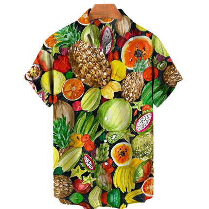Pineapple Fruit Hawaiian Shirts Lemon 3d Print Men Fashion Blouses Casual Beach Camisas Summer Men's Vocation Lapel Shirt