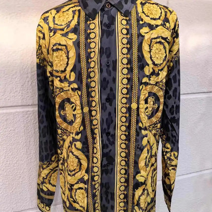 31/5000 2026 Spring/Summer New Luxury Fashion Leopard Print Youth Trendy Digital Embroidery Men's Long-Sleeved Shirt