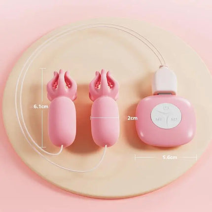 Wired vibrating breast clip multi-mode chest stimulator with remote control pink silicone nipple adult sex toy for women