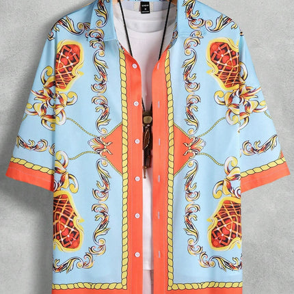 Vintage Men Shirts Sets Summer 3D Print Beach Short Sleeve Shirt Shorts Casual Trip Mens Hawaiian 2 Piece Suit S-5XL Man Blouse