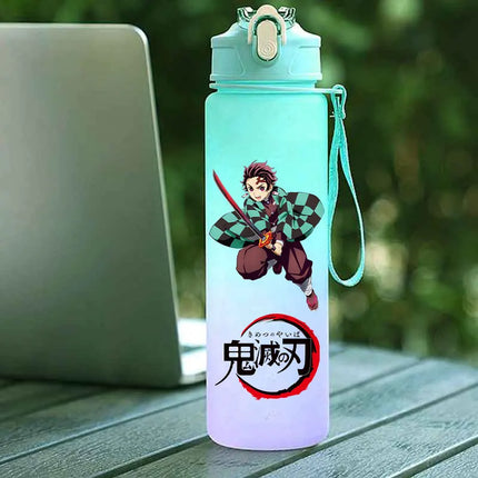Demon Slayer  Straw Cup 750ML Children's Large Capacity Portable Kamado Nezuko Sports Plastic Bottle Anime Gradient Drinking