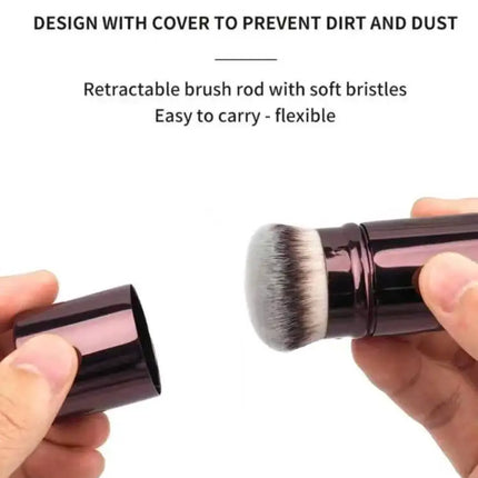 1 Retractable Foundation Makeup Brush with Cover, Soft Bristles, Easy to Apply Makeup, Super Soft Makeup Brush