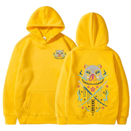 Inosuke Anime Hoodies Men Women Kimetsu no Yaiba Kawaii Manga Sweatshirts Gothic Harajuku Hooded Pullover Casual Streetwear