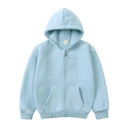 1-10Years Kids Baby Boys Girls Clothes Toddler Fleece Hoodie Winter Sweatshirt Tops Outfits Children Solid Zipper Coat Clothing