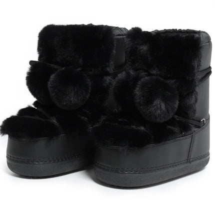2025 Winter Ankle Boots for Women Platform Antiskid Waterproof Ski Boots Luxury Fluffy Furry Fur Boots Woman's Ankle Booties