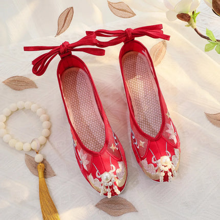 Chasing Moon Hot Sale Of The Season New Style Ming Dynasty Hanfu Shoes National Style Upturned Head Cotton Shoes Ancient Wedding