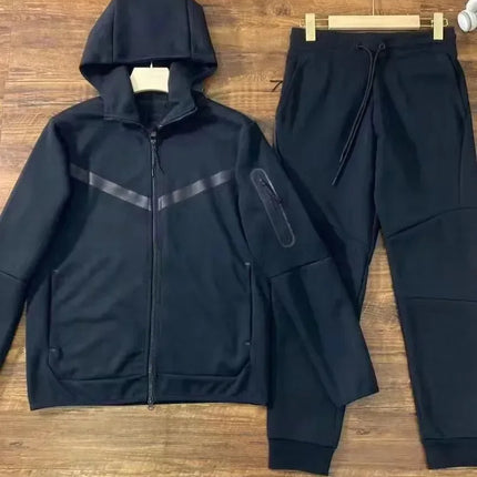 Men Knit Zip Hoodie Pants Set Sports - Windproof Cotton Casual / Ensemble Homme Hoodie Zip Pantalon - Coupe-Vent Coton