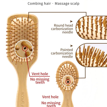 Bamboo Hair Brush Women Styling Hair Comb Hairbrush Wide Teeth Bamboo Combs for Hair Smooth  Massage Scalp Brush Barber Comb