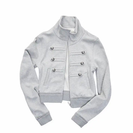 In early spring, the new short slim ladies coat Napoleon ins retro style, solid color and simple personality street fashion.