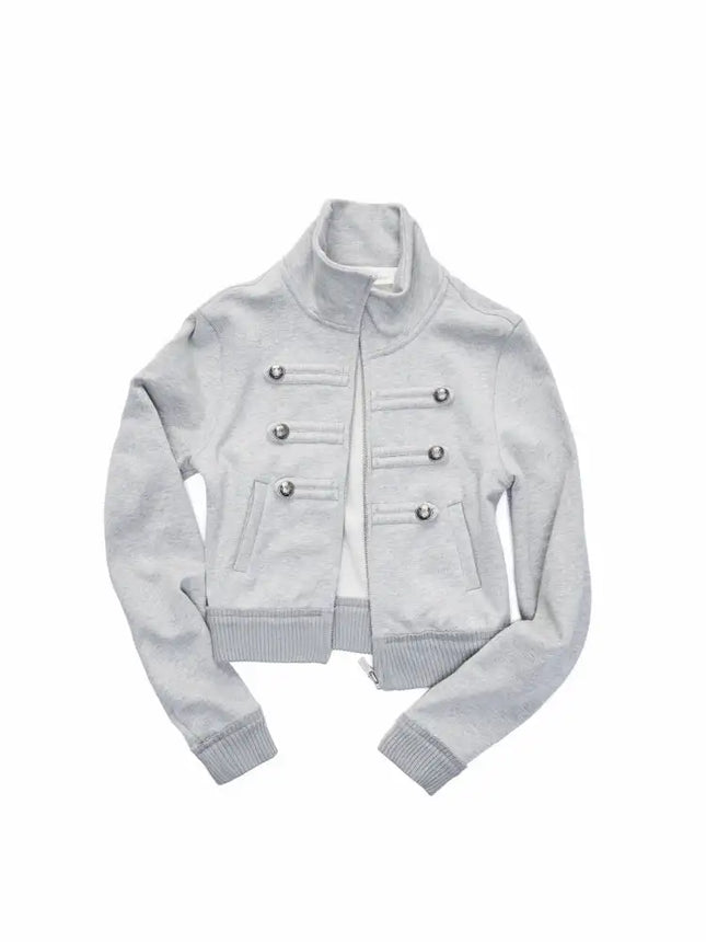 In early spring, the new short slim ladies coat Napoleon ins retro style, solid color and simple personality street fashion.