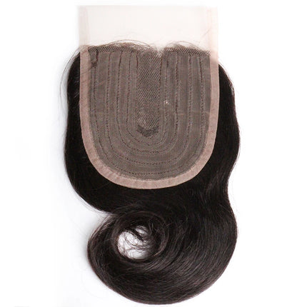 Htonicca Lace Closure Human Hair Brazilian Curly 4x1 T Part Lace Closure With Baby Hair Natural Color Middle Part Curly Closures