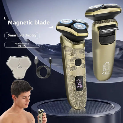 Men's Electric Shaver Professional Shaver with 3-Blade Cutting System Reciprocating Waterproof Shaver USB Charging Beard Trimmer