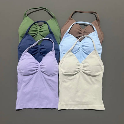 HISTELLO Impact Longline Strappy Top Sports Yoga Vest Women Fitness Tank Top Gym Beautiful Open Back Bra Running Workout Halter