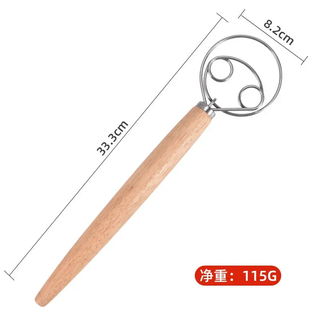 Large Hand Danish Dough Whisk Bread Mixer Stainless Steel Cake Pastry Dough Mixer Stick Egg Beater Kitchen Baking Blender Tools