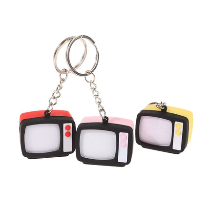 Mini Vintage TV Set Keychain Simulation LED Sound TV Model Keyring Creative Television Key Holder Bag Pendant Car Key Ring