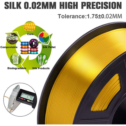 PLA Silk Gold 3D Print Filament 250g - High-Quality FDM 3D Printing Material for Home 3D Printer