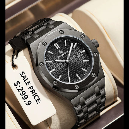 PAAZOMU Luxury Watches For Men Stainless Steel Waterproof Luminous Man Watch Date Week Fashion Casual Men's Quartz Watch Reloj